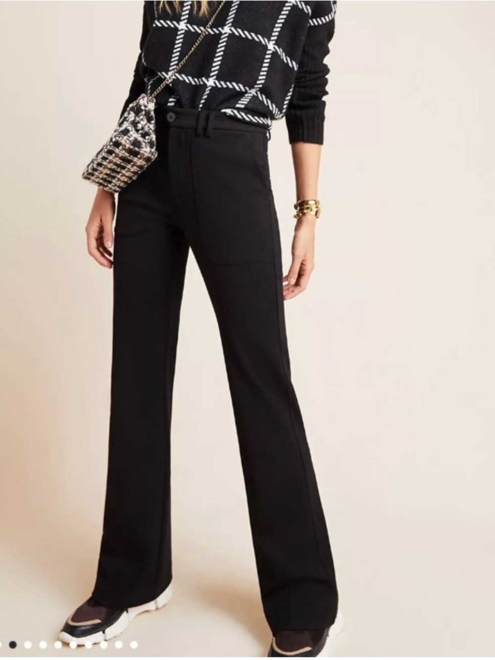 Anthropologie Essential Twill Flare Trouser Pants Black Size 8